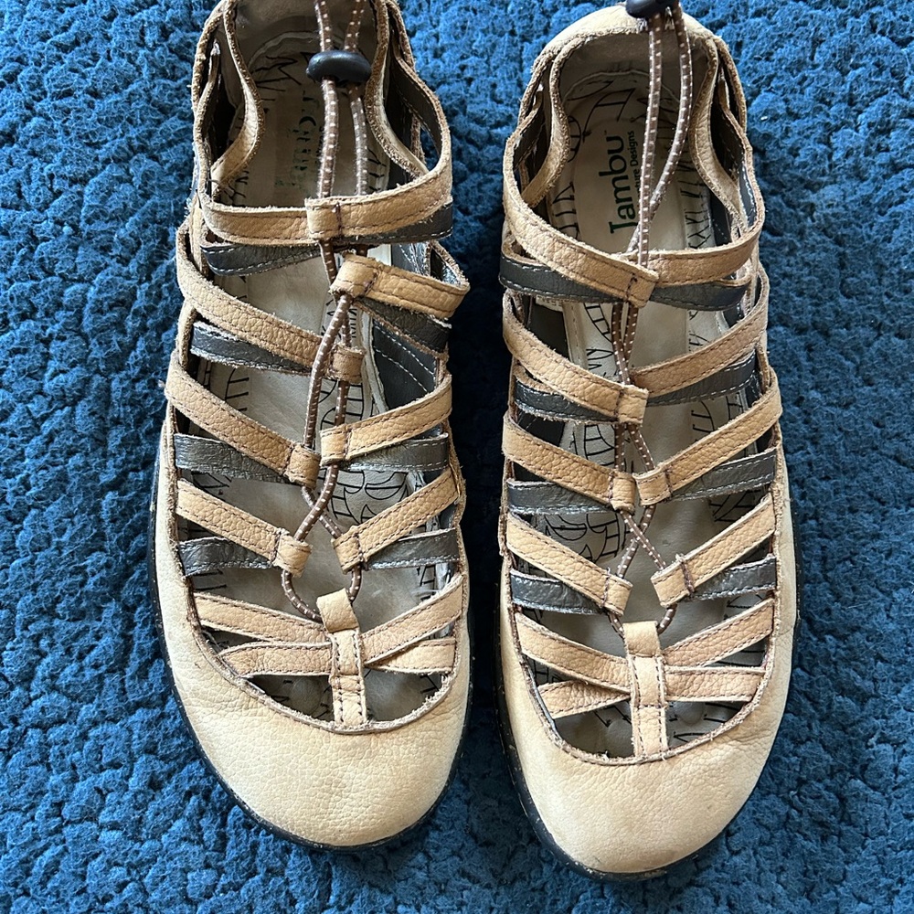 Jambu Tan Strappy Sandals with Closed Toe